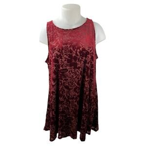 Old Navy Red Velvet Jacquard Floral Sleeveless Tank Shift Mini Dress Size XXL
